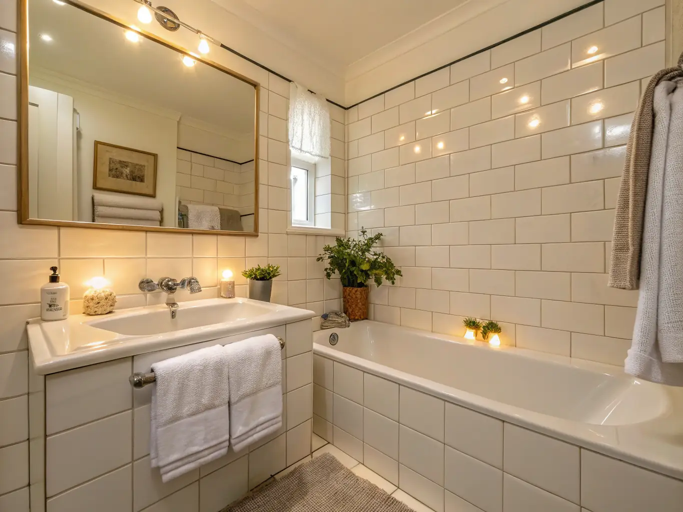 A sparkling clean bathroom with gleaming tiles and fixtures, highlighting the thoroughness of a deep cleaning service.